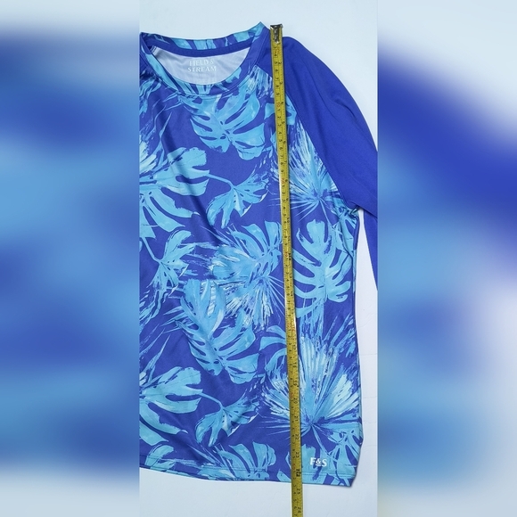 Field & Stream Blue Leaf Print Women's Dry Fit Rash Guard Long Sleeve Top M - Picture 6 of 8
